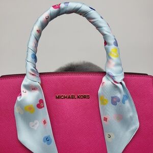 New Heart Print Silk Skinny Scarf Twilly Long